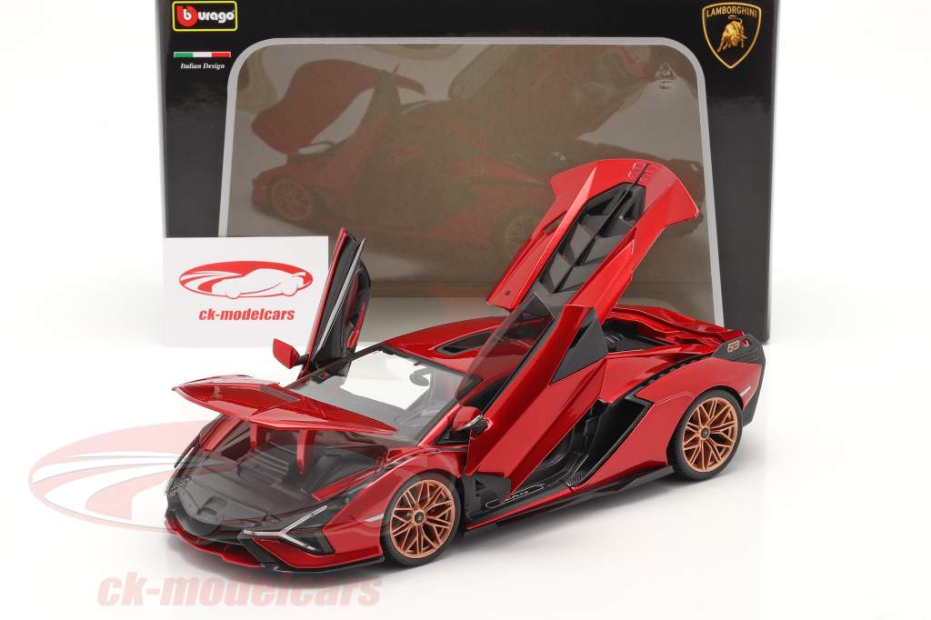 Lamborghini Sian FKP 37 year 2019 red / black 1:18 Bburago