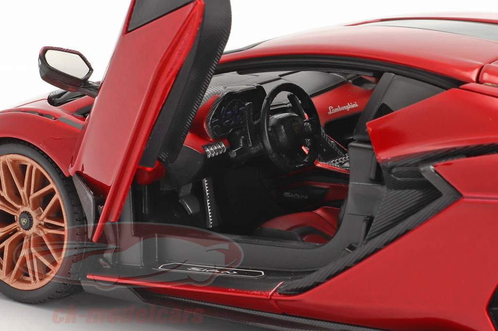 Lamborghini Sian FKP 37 year 2019 red / black 1:18 Bburago