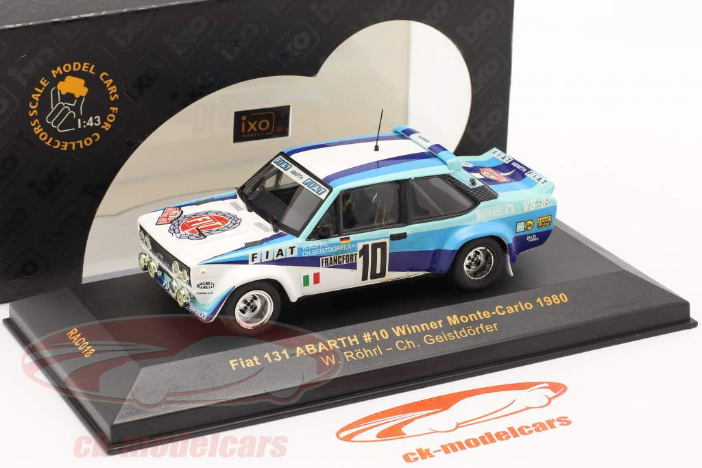 Fiat 131 Abarth #10 vencedora corrida Monte Carlo 1980 Röhrl, Geistdörfer 1:43 Ixo