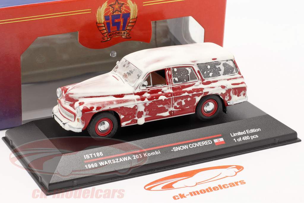 Warszawa 203 Combi 1960 vermelho com neve é ​​1:43 Ixo