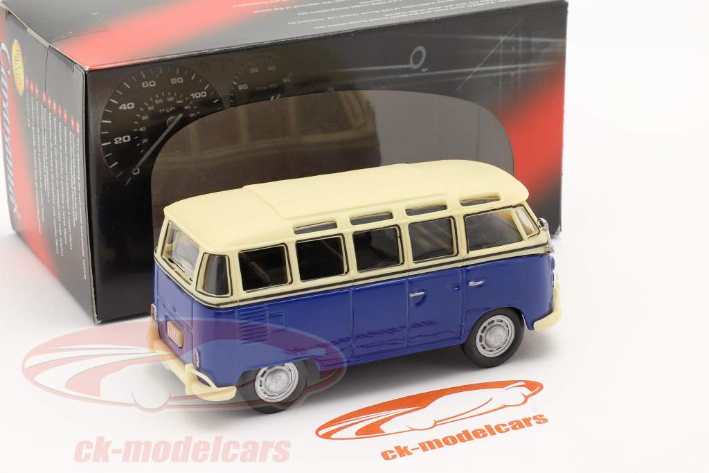 Volkswagen VW T1 Samba Bus bleu / blanc 1:43 Cararama