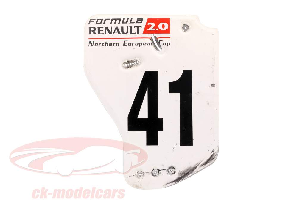 original Asa traseira Placa final #41 Fórmula Renault 2.0 / ca. 36 x 47 cm