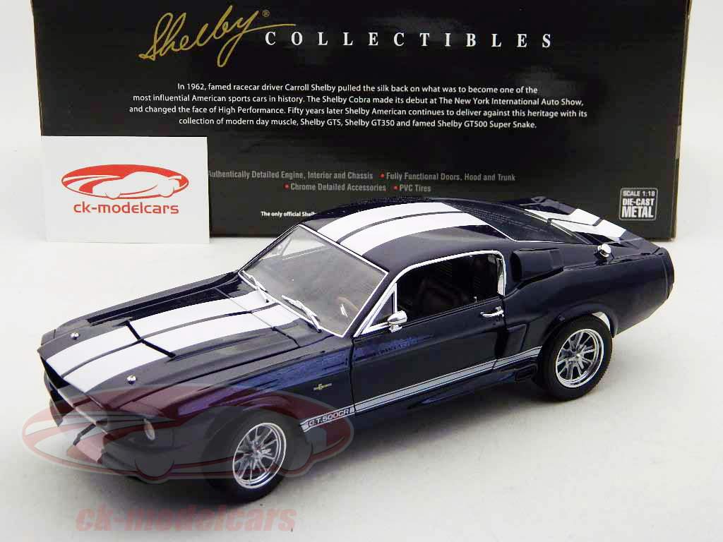 Ford Mustang Shelby GT500CR de construction: 1967 bleu foncé avec rayures blanches 1:18 ShelbyCo
