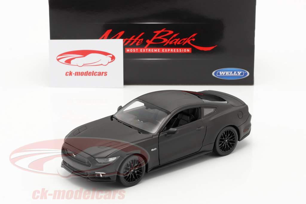 Ford Mustang GT 年 2015 マット 黒 1:24 Welly