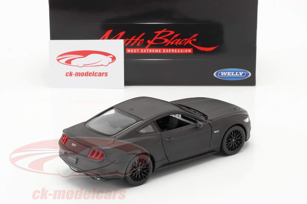 Ford Mustang GT 年 2015 マット 黒 1:24 Welly