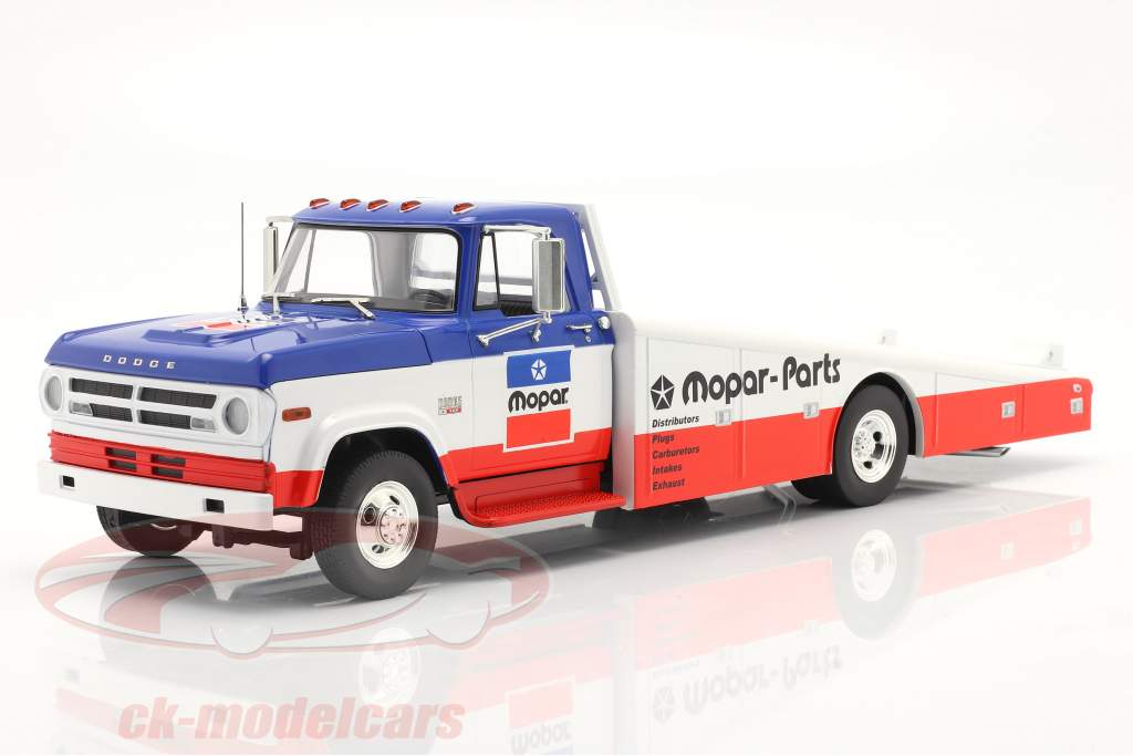 Dodge D300 Ramp Truck Mopar 1970 blauw / Wit / rood 1:18 GMP