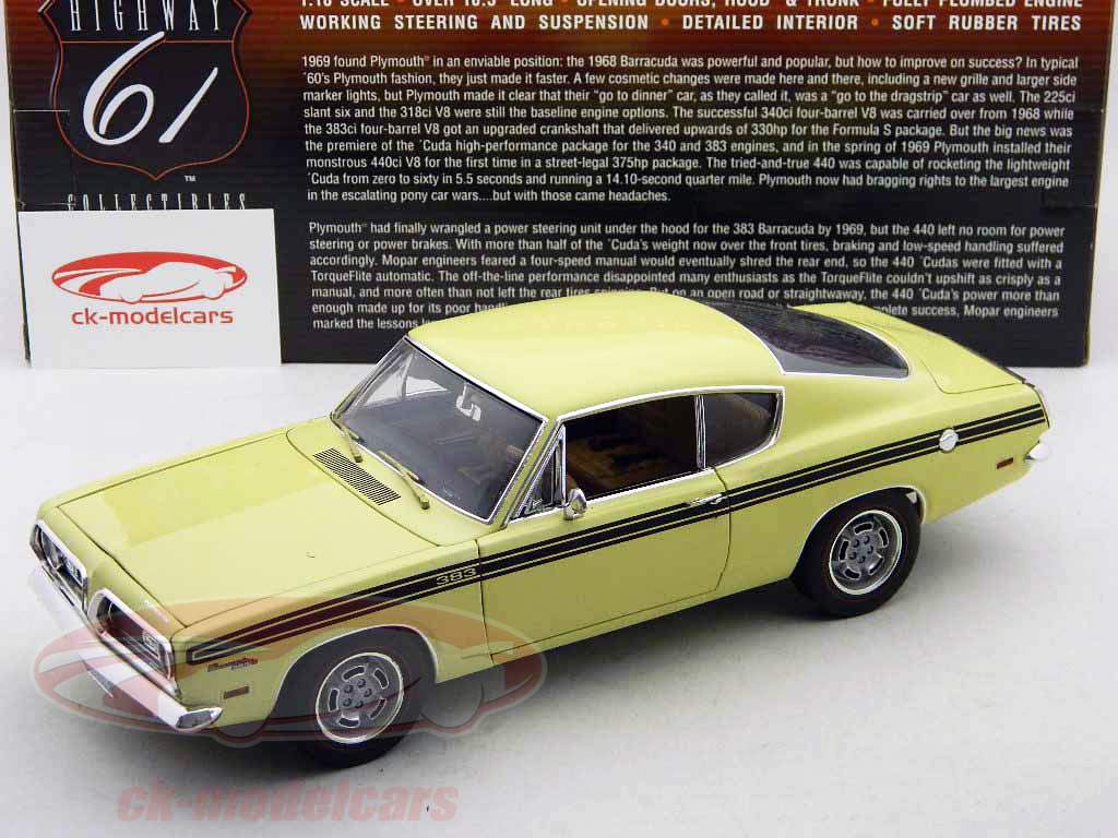 Plymouth Barracuda 1969 Formula S 383 yellow 1:18 HighwayCollectibles