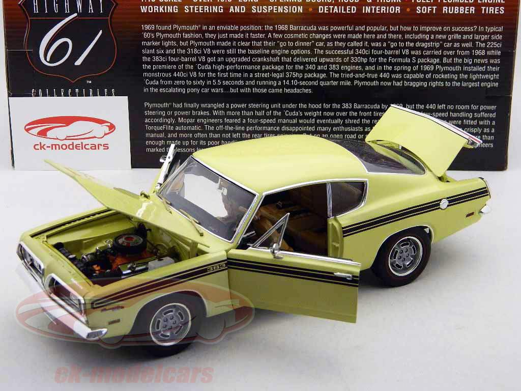 Plymouth Barracuda 1969 Formula S 383 yellow 1:18 HighwayCollectibles