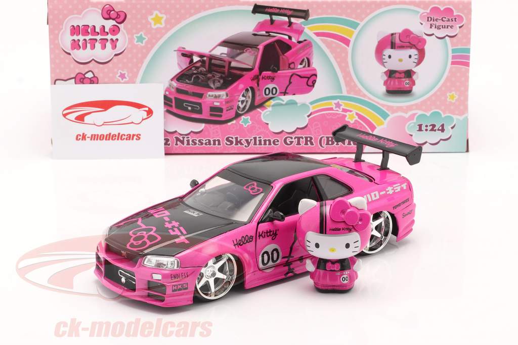 Nissan Skyline GT-R (BNR34) 2002 Hello Kitty Rosa / negro 1:24 Jada