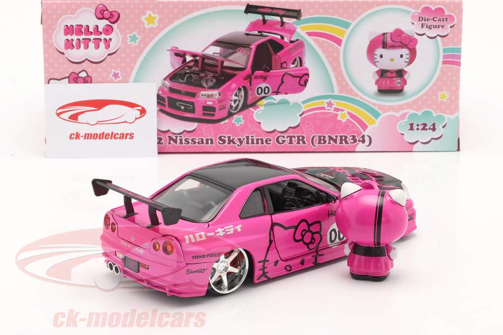 Nissan Skyline GT-R (BNR34) 2002 Hello Kitty Rosa / negro 1:24 Jada