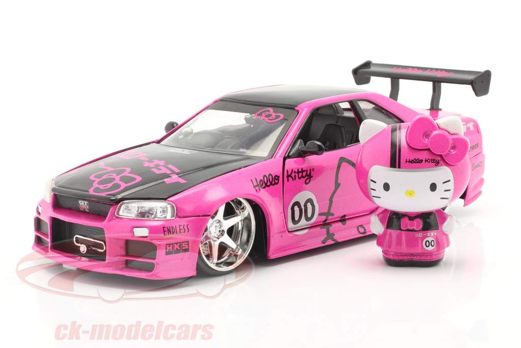 Nissan Skyline GT-R (BNR34) 2002 Hello Kitty Rosa / negro 1:24 Jada