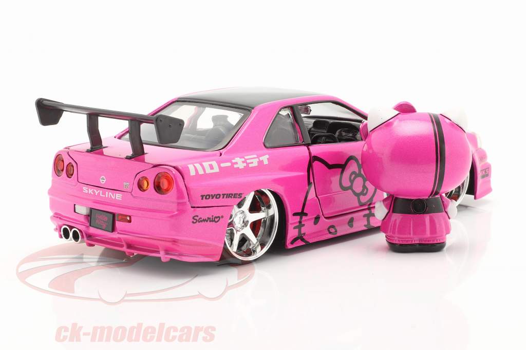 Nissan Skyline GT-R (BNR34) 2002 Hello Kitty Rosa / negro 1:24 Jada