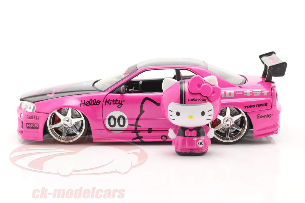 Nissan Skyline GT-R (BNR34) 2002 Hello Kitty Rosa / negro 1:24 Jada
