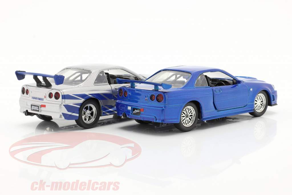 2-Car Set Brian's Nissan Skyline GT-R Fast & Furious 青 / 銀 1:32 Jada Toys