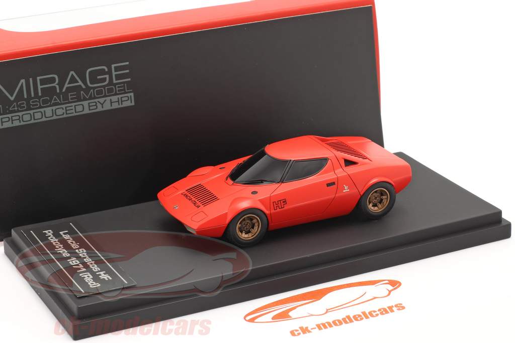 Lancia Stratos HF Prototype Byggeår 1971 rød 1:43 HPI Mirage