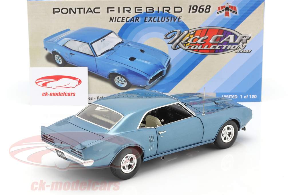 Pontiac Firebird Street Fighter year 1968 lucerne blue 1:18 GMP
