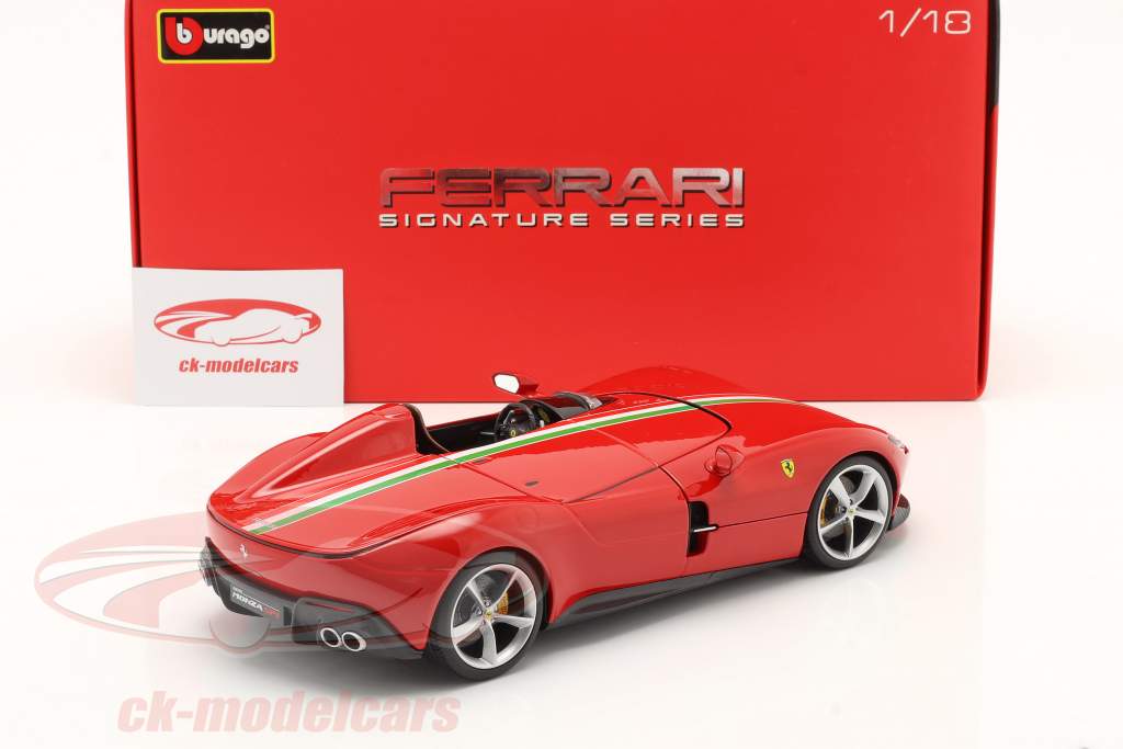 Ferrari Monza SP1 建设年份 2019 红色的 和 三色 1:18 Bburago Signature