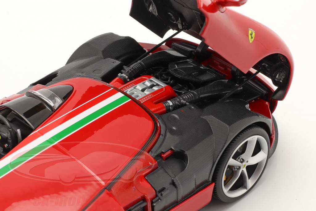 Ferrari Monza SP1 建设年份 2019 红色的 和 三色 1:18 Bburago Signature