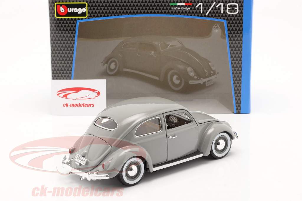 Volkswagen VW beetle year 1955 grey 1:18 Bburago