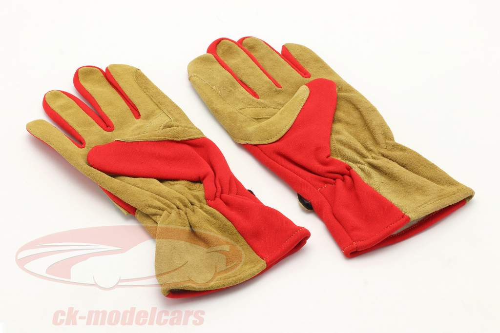 1 Пара Перчатки для автоспорта / Водительские перчатки размер L красный / светло-коричневый OMP
