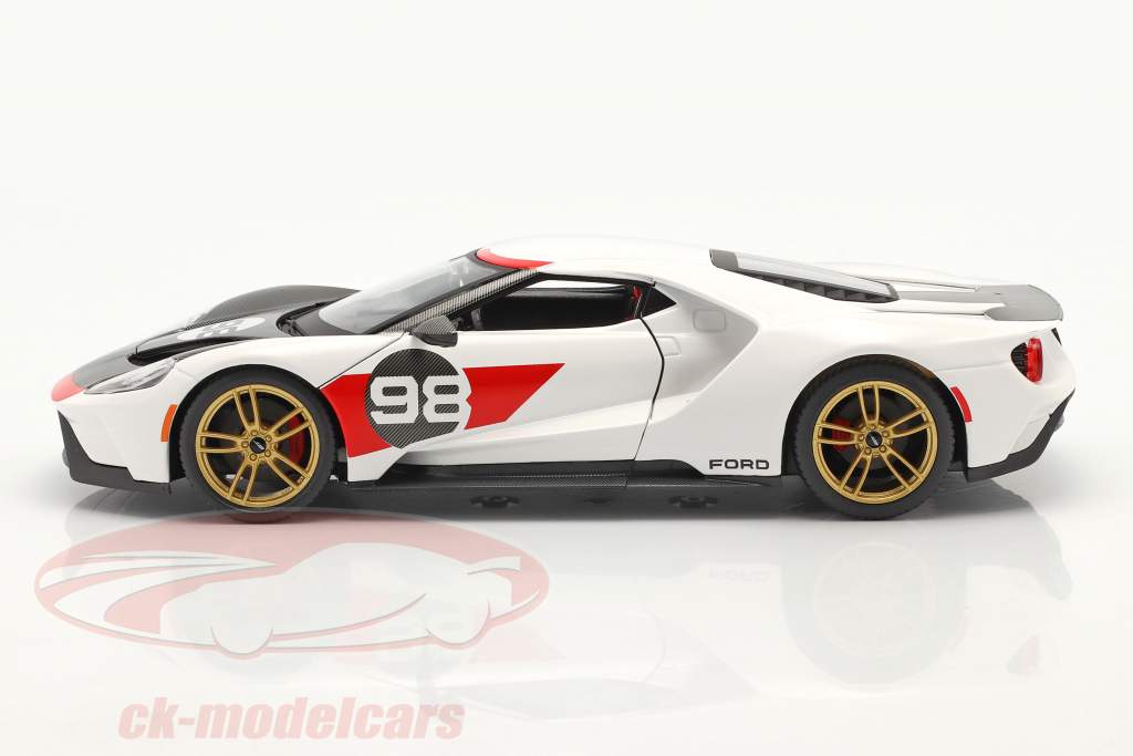 Ford GT #98 Heritage Edition 2021 Wit / rood / koolstof 1:18 Maisto