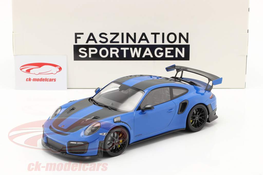 Porsche 911 (991 II) GT2 RS Weissach Package 2018 voodoo blå / sort fælge 1:18 Minichamps