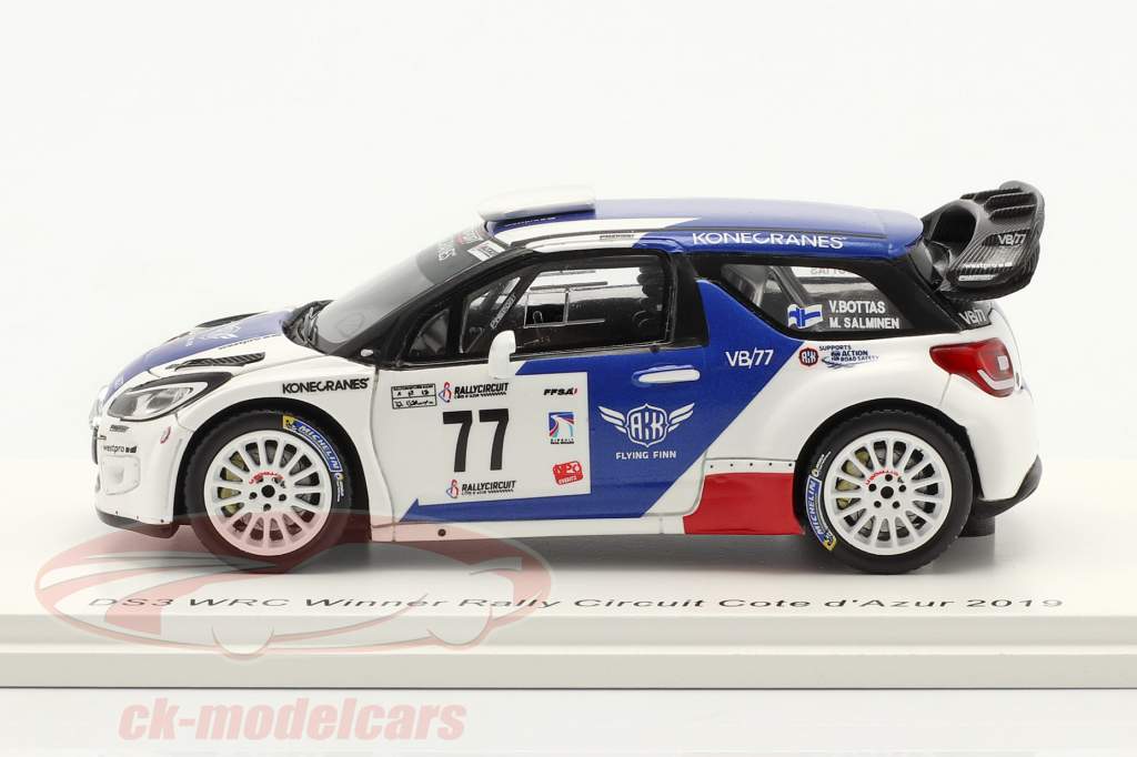 Citroen DS3 WRC #77 ganador RallyCircuit Cote d'Azur 2019 Bottas, Rautiainen 1:43 Spark