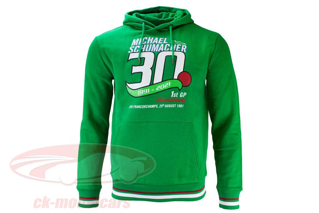 Michael Schumacher Pullover med hætte Først formel 1 GP Spa 1991 grøn