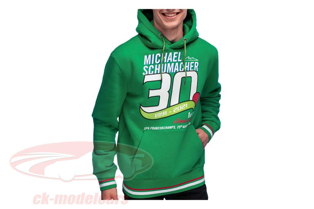 Michael Schumacher Pullover med hætte Først formel 1 GP Spa 1991 grøn