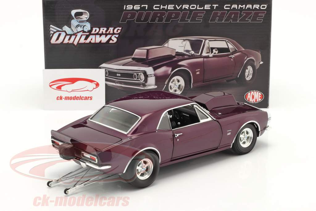 Chevrolet Camaro Drag Outlaws Ano de construção 1967 roxa 1:18 MGP