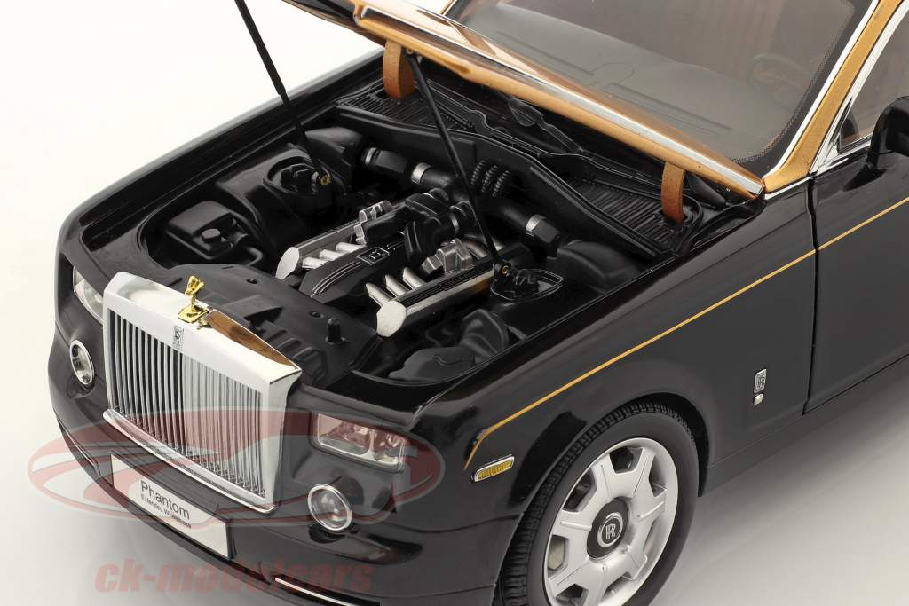 Rolls Royce Phantom Extended Wheelbase 建设年份 2015 黑色的 / 金子 1:18 Kyosho