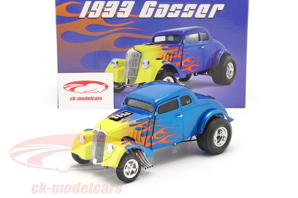 Gasser Flamed bouwjaar 1933 blauw / geel 1:18 GMP