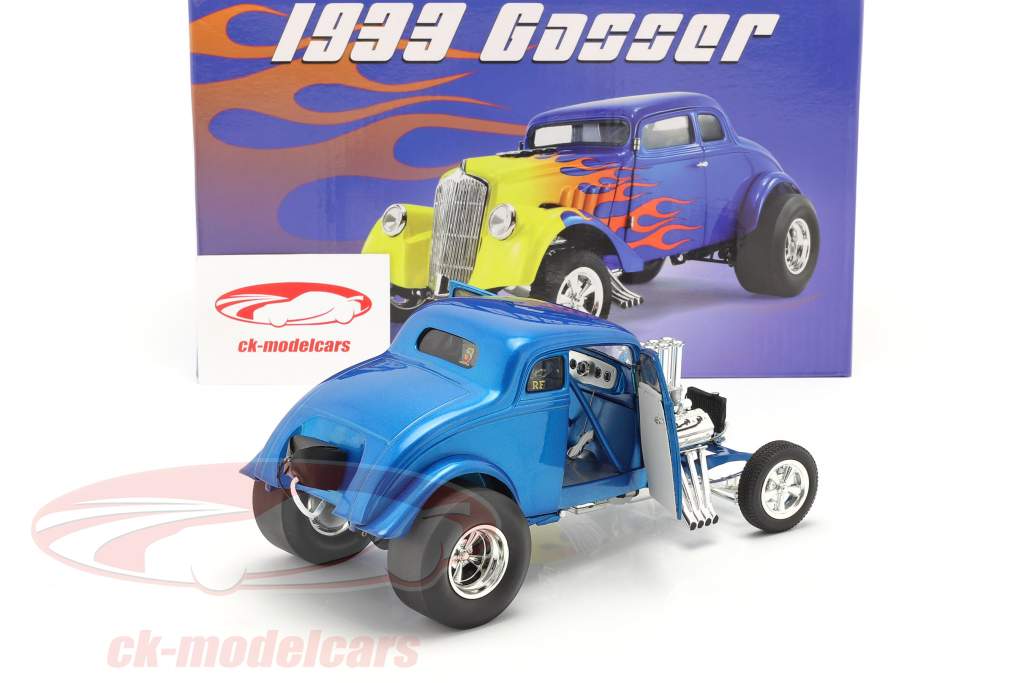 Gasser Flamed Ano de construção 1933 azul / amarelo 1:18 GMP