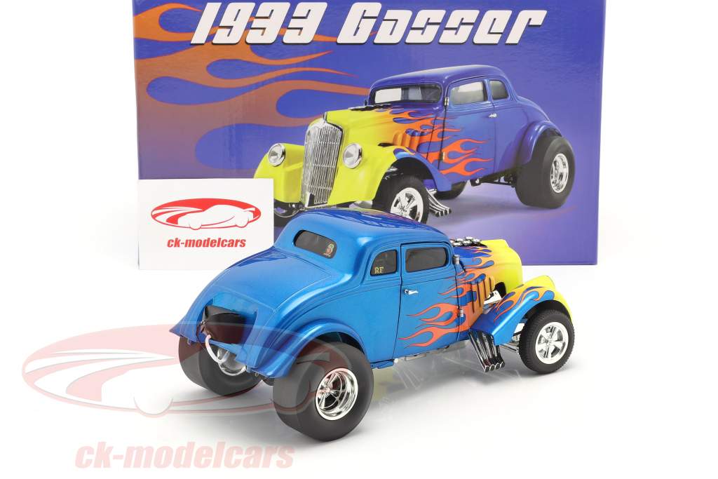 Gasser Flamed bouwjaar 1933 blauw / geel 1:18 GMP