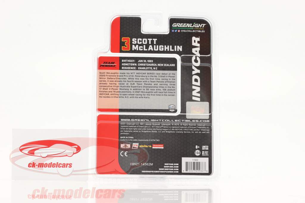 Scott McLaughlin Chevrolet #3 IndyCar Series 2021 1:64 Greenlight