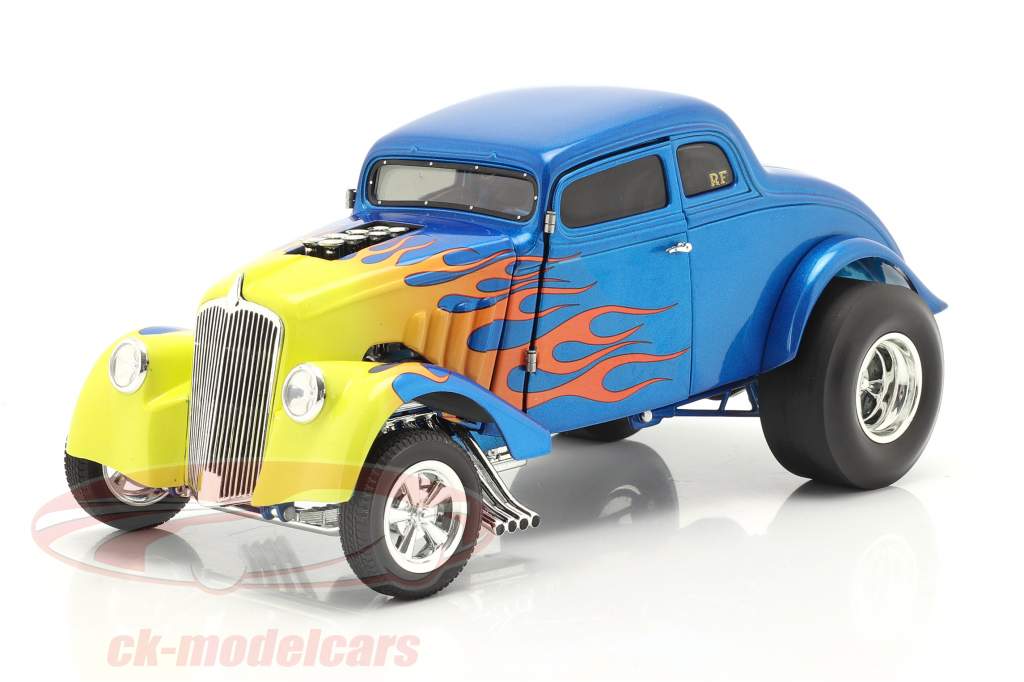 Gasser Flamed bouwjaar 1933 blauw / geel 1:18 GMP