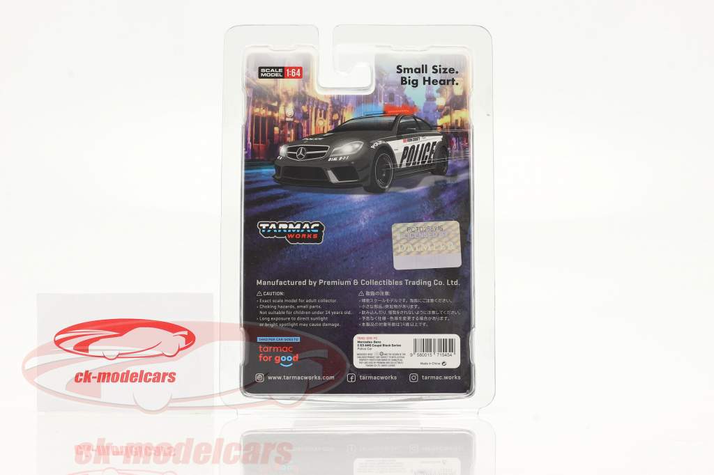 Mercedes-Benz C63 AMG Coupe Black Series Politica Nero / bianco 1:64 Tarmac Works