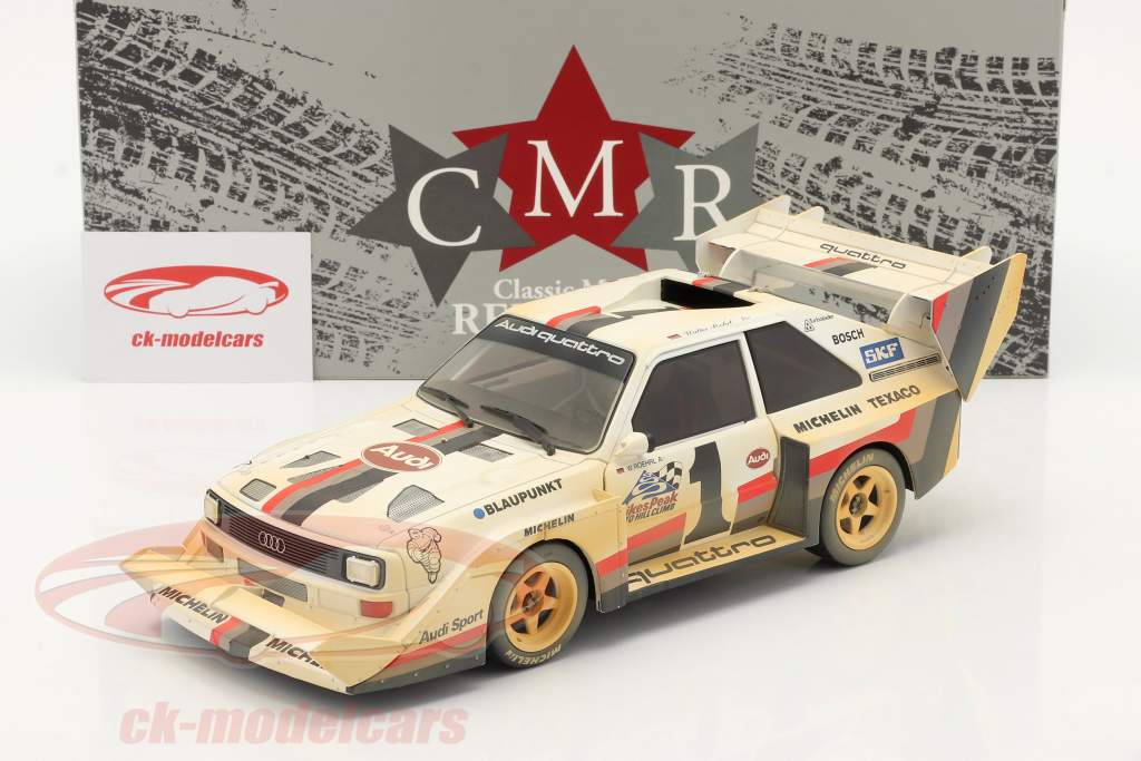Audi Sport quattro S1 E2 #1 Vencedora Pikes Peak 1987 Röhrl Dirty Version 1:18 CMR