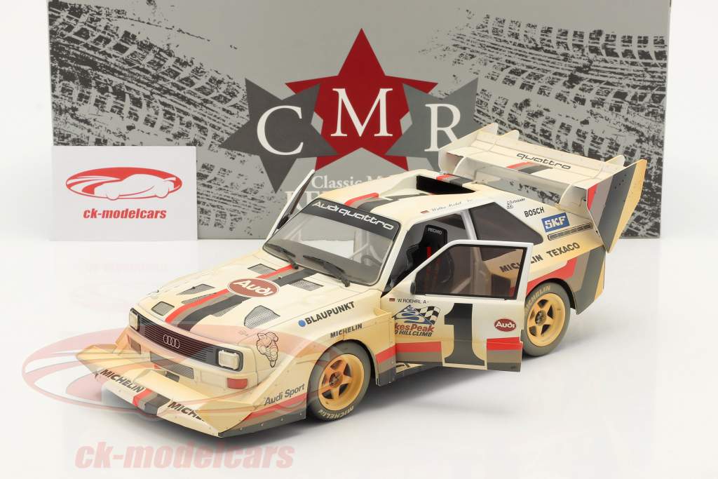 Audi Sport quattro S1 E2 #1 Vencedora Pikes Peak 1987 Röhrl Dirty Version 1:18 CMR