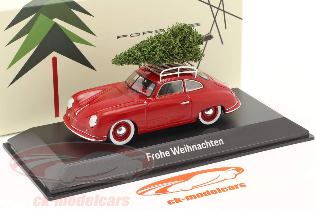 Porsche 356 rood met kerstboom 1:43 Spark