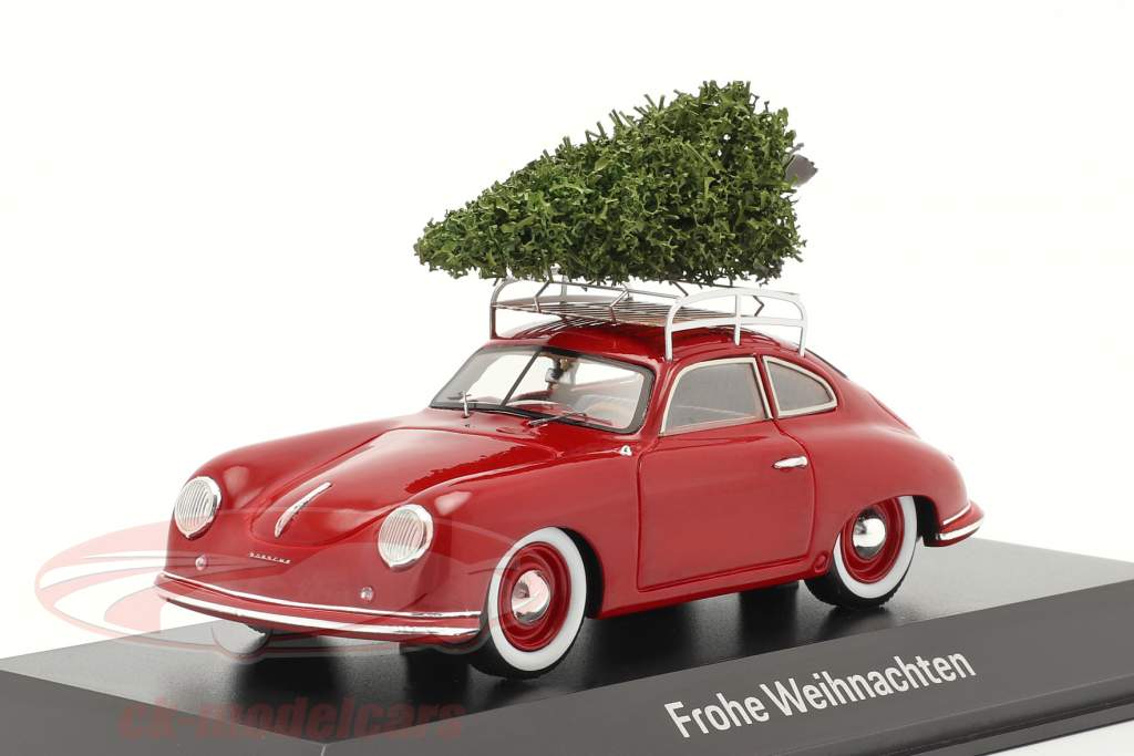 Porsche 356 rood met kerstboom 1:43 Spark