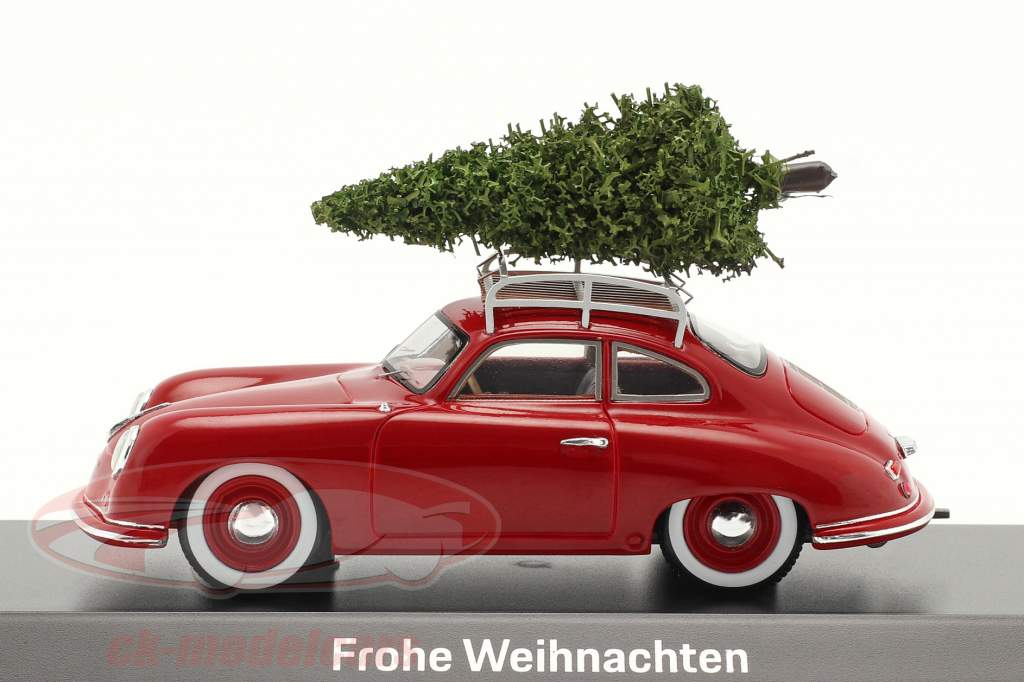 Porsche 356 rood met kerstboom 1:43 Spark