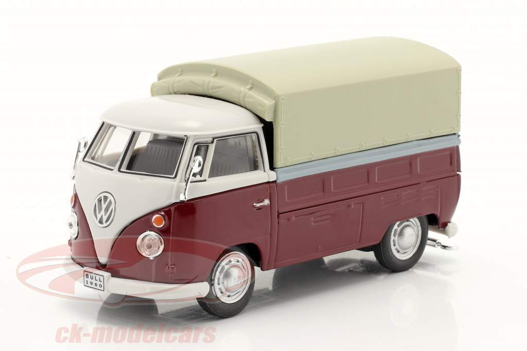 Volkswagen VW T1 Pick Up with plans red / beige 1:43 Cararama