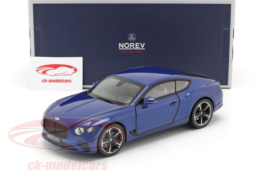 Bentley Continental GT Año de construcción 2018 sequin azul 1:18 Norev