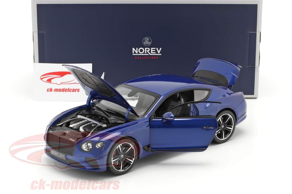 Bentley Continental GT Année de construction 2018 sequin bleu 1:18 Norev