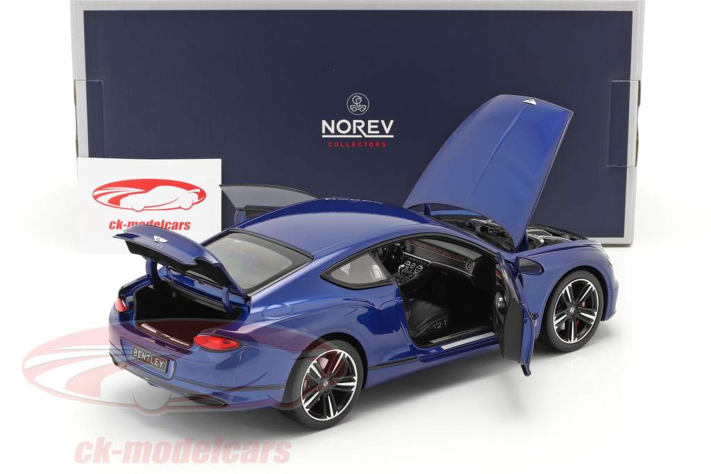 Bentley Continental GT Année de construction 2018 sequin bleu 1:18 Norev