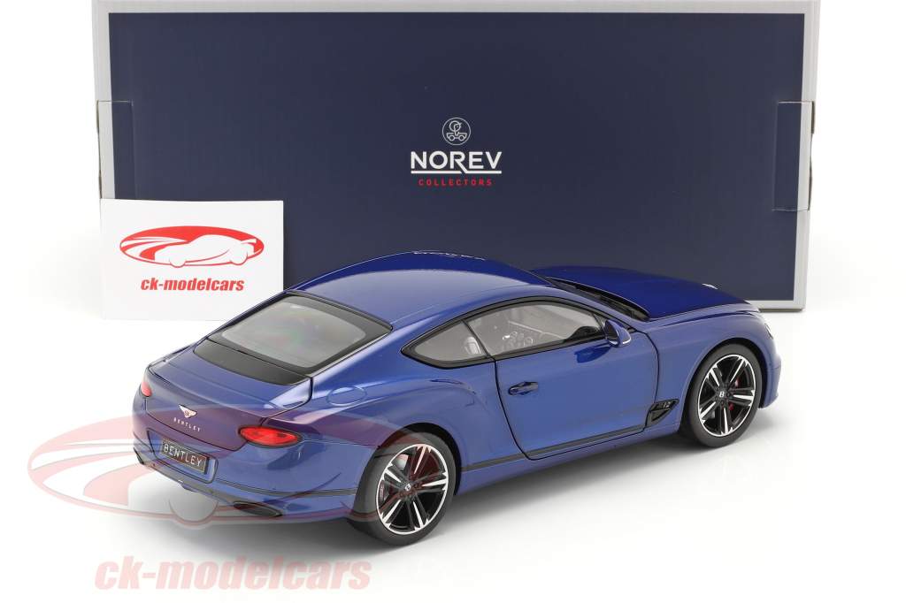 Bentley Continental GT Année de construction 2018 sequin bleu 1:18 Norev