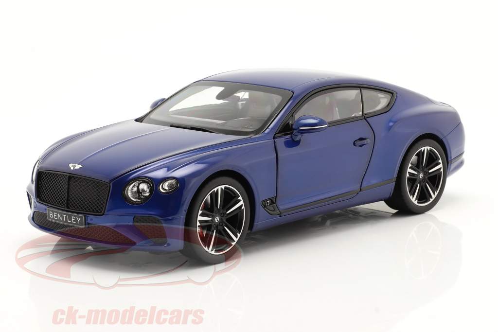 Bentley Continental GT Année de construction 2018 sequin bleu 1:18 Norev