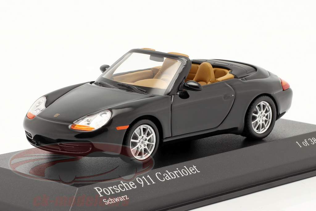 Porsche 911 Cabriolet jaar 1998 zwart metallic 1:43 Minichamps