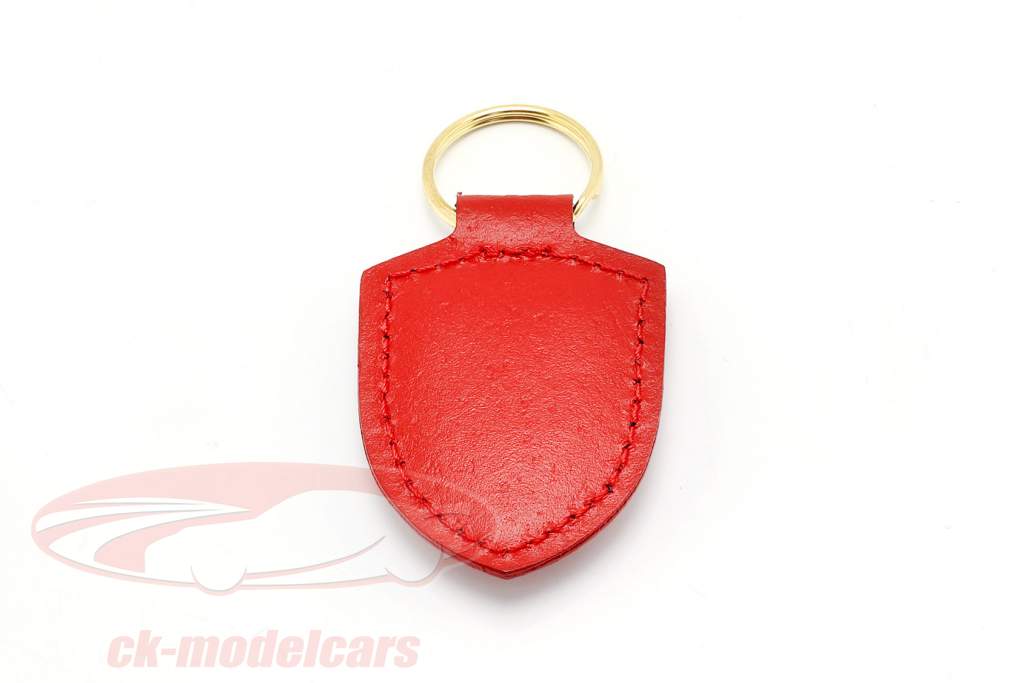 レザーキーホルダー Porsche 紋章 赤